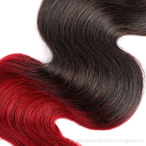 Wholesale Ombre Virgin Hair Bundle body wave two color Hair Extension 1B/BUG Color